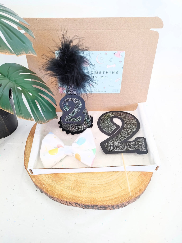 Black Sparkle Dog Birthday Box - PeachyPawsBoutique