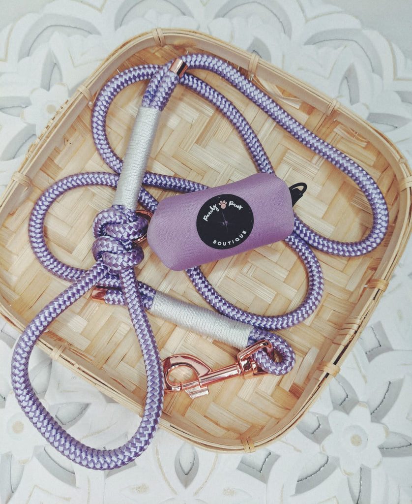 Lilac and White Rope Lead - PeachyPawsBoutique