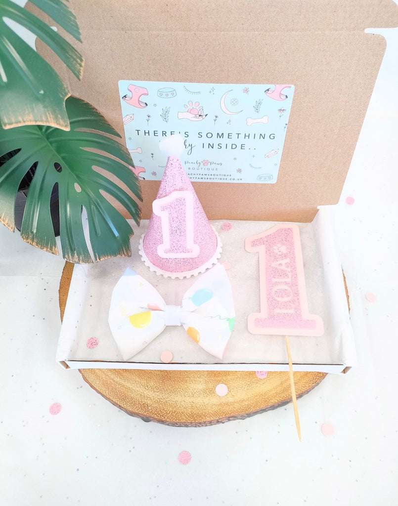 Pink Sparkle Dog Birthday Box - PeachyPawsBoutique