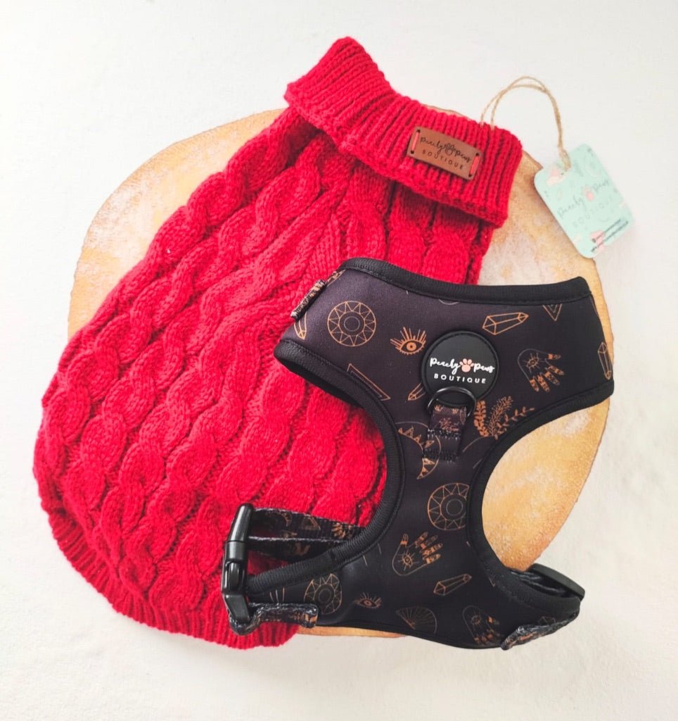 Robin Red Cable Knit Dog Jumper - PeachyPawsBoutique