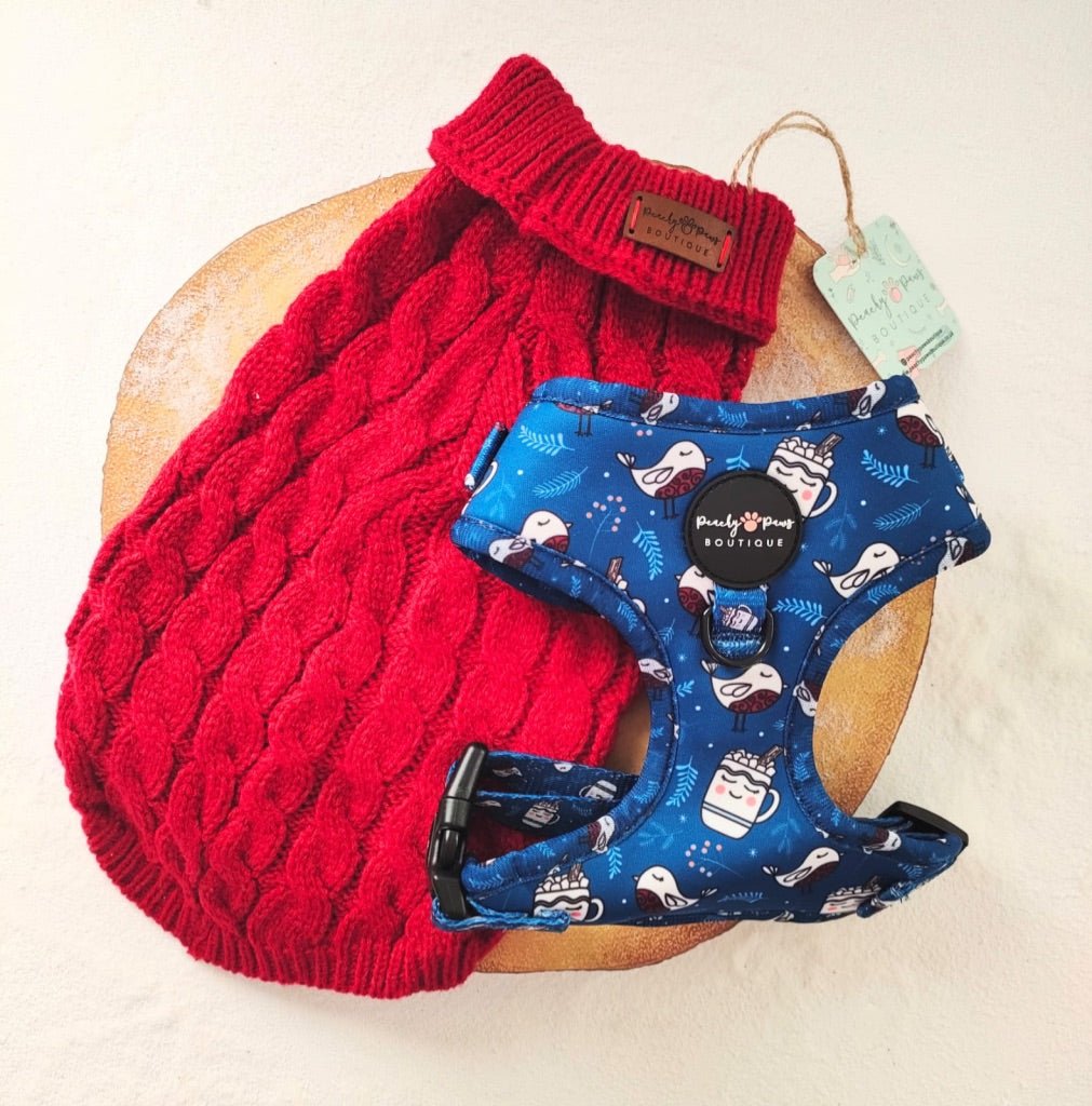 Robin Red Cable Knit Dog Jumper - PeachyPawsBoutique
