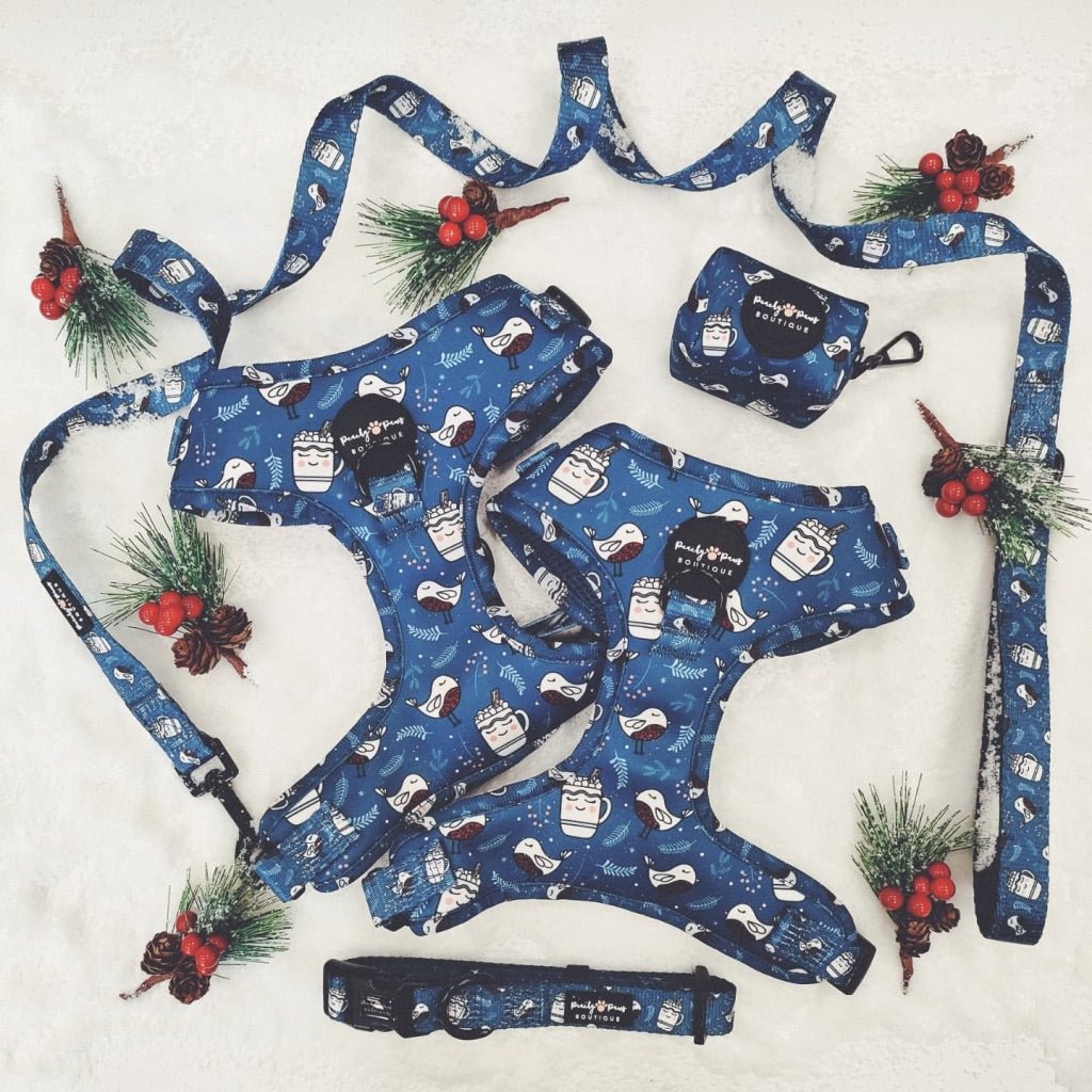 Winter Wishes Robin Kisses Dog Harness - PeachyPawsBoutique
