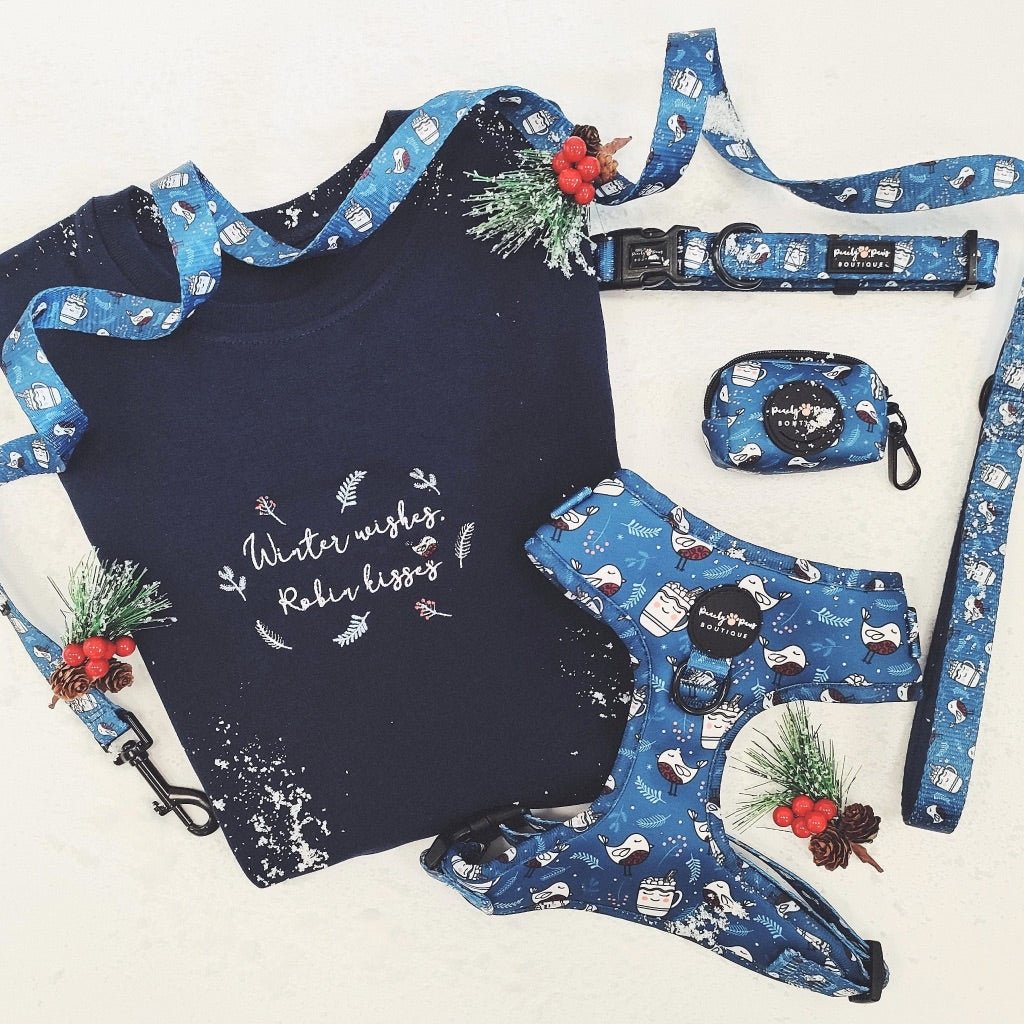 Winter Wishes Robin Kisses Dog Harness - PeachyPawsBoutique